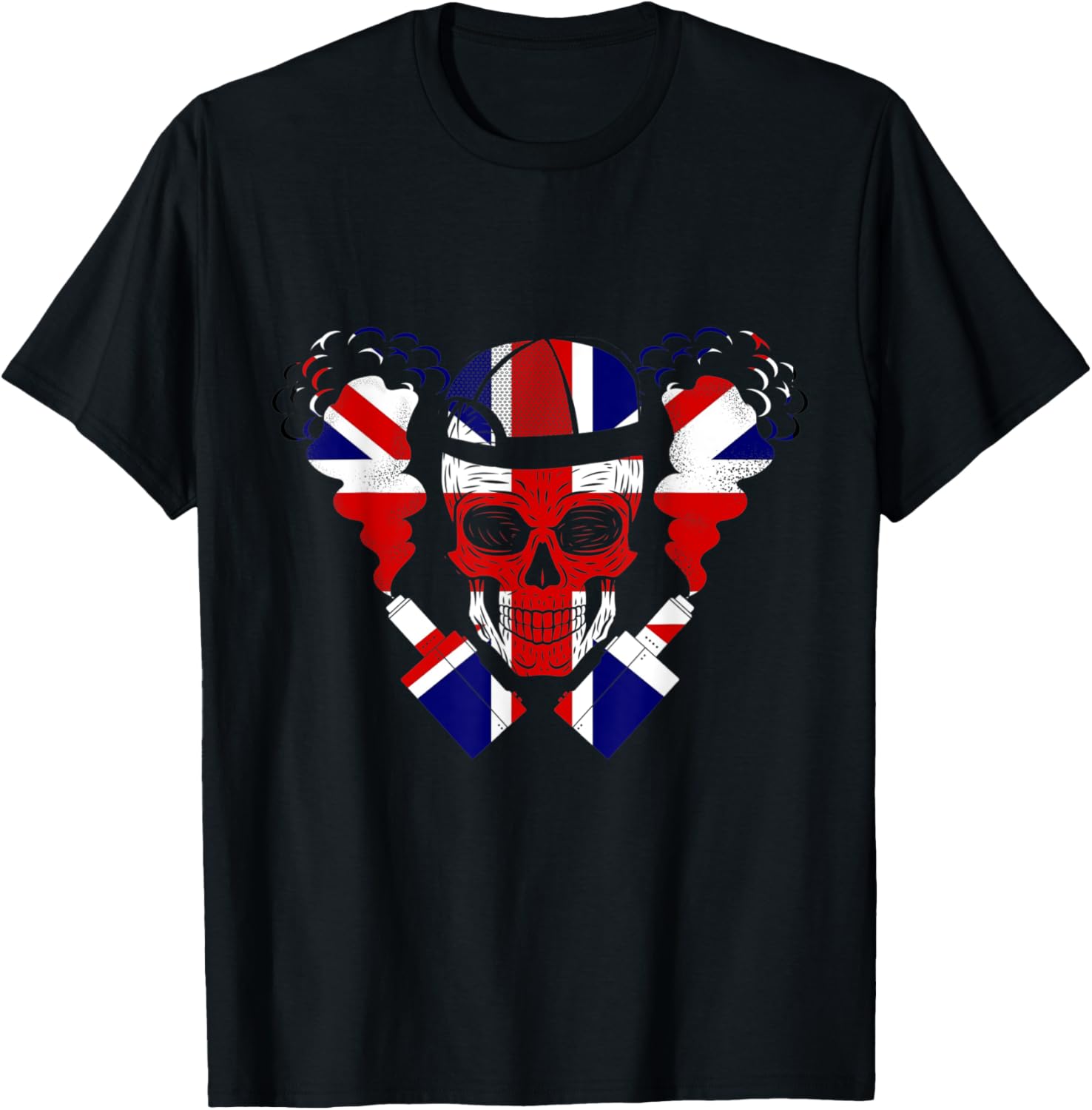 Union Jack Skull Vaping 그래픽 티셔 - Vaping Jack 리뷰 및 가격