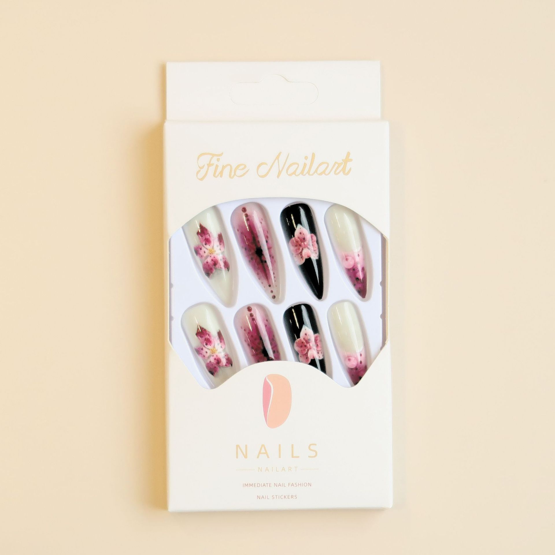 24개 블랙 그라데이션 프레스온 네일 3D 핑크 꽃 물 - Drip Tip Resin 리뷰 및 가격